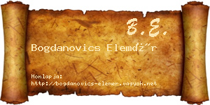 Bogdanovics Elemér névjegykártya