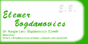 elemer bogdanovics business card
